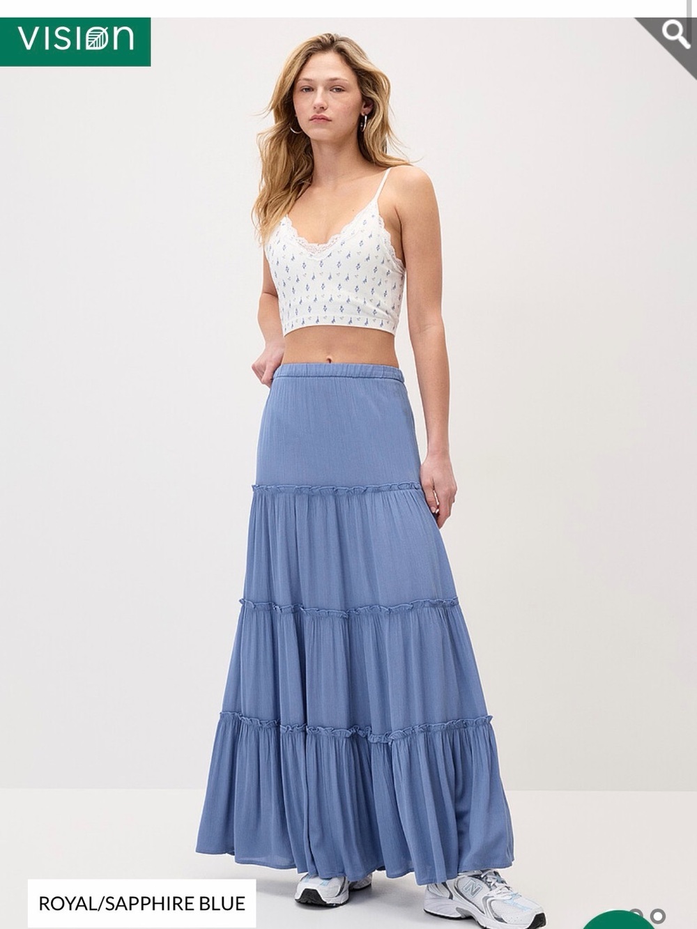 twik brand (Simons) Sapphire Blue Tiered Maxi Skirt